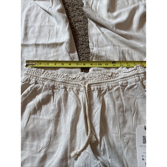 NWT CALI 1850 BEIGE PALAZZO WIDE LEG LINEN BLEND PANTS SZ XL Cottage Core Boho - Picture 6 of 7